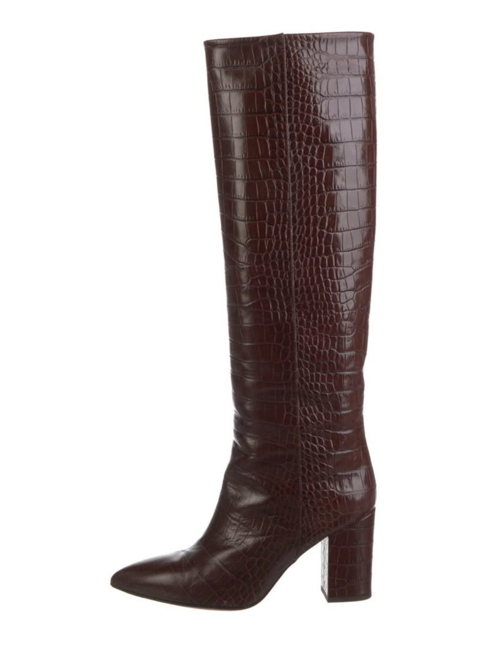 Paris Texas Anja Boot EU 38 Chocolate Brown Croc-Effect Leather Boots